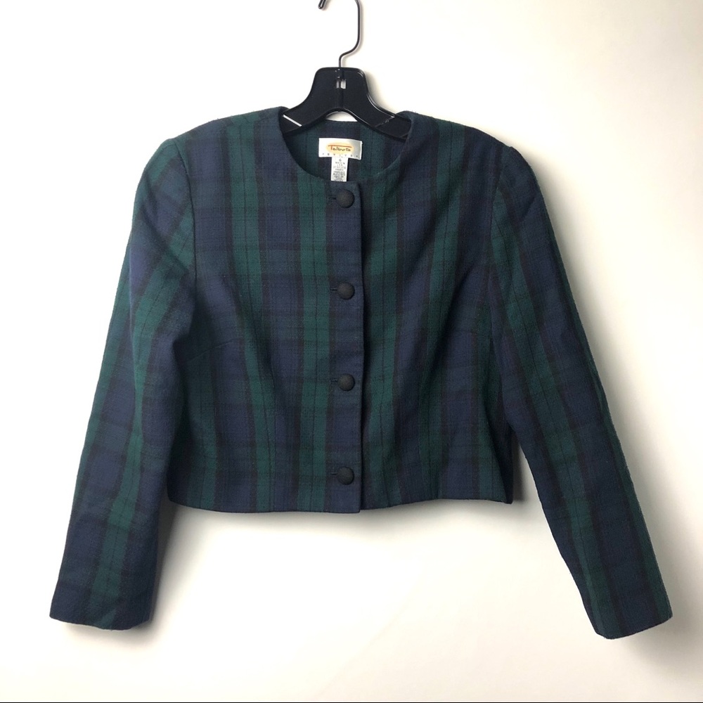 VTG 90s TALBOTS PLAID CROP BLAZER JACKET